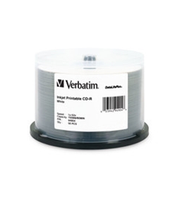 Verbatim CD-R 700MB 52X White Inkjet Printable, Hub Printable - 25pk Branded Spindle,Minimum Qty. 6 - 95189