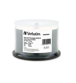 Verbatim DVD-R 4.7GB 16X DataLifePlus White Thermal Printable, Hub Printable - 50pk Spindle,Minimum Qty. 4 - 95211