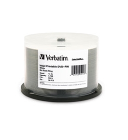 Verbatim DVD+RW 4.7GB 4X DataLifePlus White Inkjet Printable - 50pk Spindle,Minimum Qty. 4 - 95213