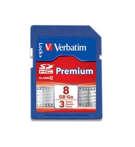 Verbatim 8GB Premium SDHC Memory Card, Class 10,Minimum Qty. 4 - 96318