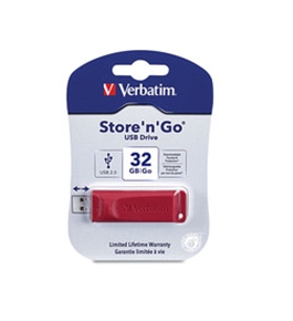 Verbatim 32GB Store 'n' Go USB Flash Drive - Red,Minimum Qty. 4 -96806