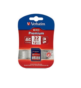 Verbatim 32GB Premium SDHC Memory Card, Class 10,Minimum Qty. 4 -96871