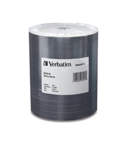 Verbatim DVD-R 4.7GB 16X DataLifePlus Shiny Silver Silk Screen Printable - 100pk Tape Wrap,Minimum Qty. 6 - 97017