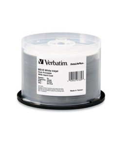 Verbatim BD-R 25GB 6X DataLifePlus White Inkjet Printable, Hub Printable - 50pk Spindle,Minimum Qty. 4 - 97339