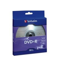 Verbatim DVD+R 4.7GB 16X with Branded Surface - 10pk Bulk Box,Minimum Qty. 6 - 97956