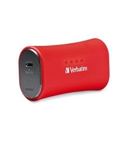 Verbatim Portable Power Pack, 2200mAh - Red,Minimum Qty. 6 - 98357