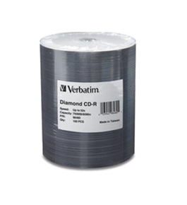 Verbatim CD-R 700MB 52X Shiny Silver Silk Screen Printable, Hub Printable - 100pk Spindle,Minimum Qty. 6 - 98480