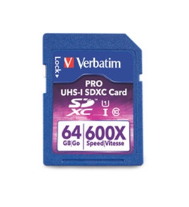 Verbatim 64GB 600X Pro SDXC Memory Card, UHS-1 Class 10,Minimum Qty. 4 -98670