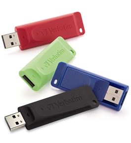 Verbatim 16 GB Store 'n' Go USB Flash Drive (4 Pack) Blue, Green, Red, Black 99123,Minimum Qty. 16