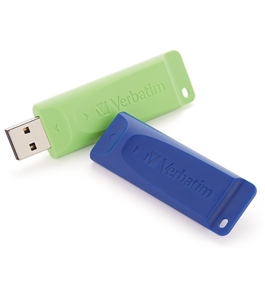 Verbatim 32 GB Store 'n' Go USB Flash Drive (2 Pack) Blue, Green 99124,Minimum Qty. 8