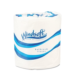 Windsoft 2210 1 Ply Single Bath Tissue Roll, 4-1/2 Length x 3-1/4 Width, White (Case of 96, 1000 Sheets per Roll)