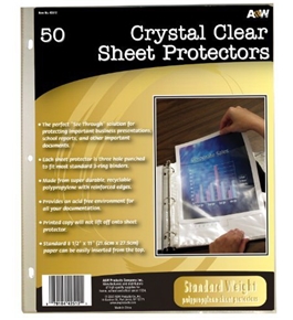 A&W Products Crystal Clear Sheet Protectors, Standard Weight, 50-Count (42512)
