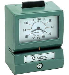 Acroprint BP125-6NR4 Heavy Duty Manual Battery Operated Time Recorder for Month, Date, Hour (1-12) and Minutes Time Clock