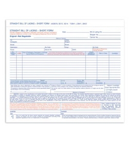 Adams Bill of Lading Short Form, 8.5 x 7.44 Inches, White, 3-Part, 250-Count (B3876)
