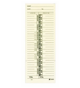 Adams Time Cards, Named Day Format Time Card, 3.4 x 9 Inches, Manila, 1-Sided, 200 Count (9659-200)