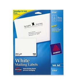Address Label, Inkjet, 3-1/3"x4", White 150/Pack AVE8164