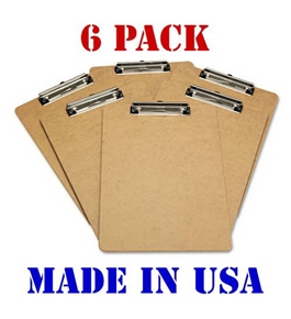 Advantage Hard Board Clipboard with Low Profile Clip, Standard Letter Size (Pack of 6), Earth Friendly and Made in the USA