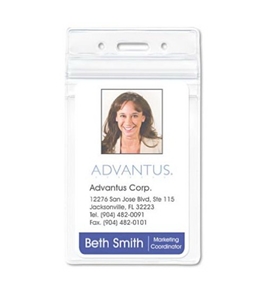 Advantus Resealable ID Badge Holder, Vertical Orientation, 2.625 x 3.75 Inches, Pre-Punched, Box of 50 (AVT75524)