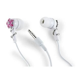 Altec Lansing MHP116NP Muzx Series In Ear Headphone with Pink Flower and Crystals