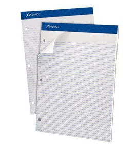 Ampad Evidence Dual Pad, Narrow Ruled, Size 8.5 x 11.75 Inches, White Paper, 100 Sheets Per Pad (20-346)