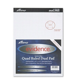 Ampad Evidence Quad Dual-Pad, Quadrille Rule, Letter Size (8.5 x 11.75), White, 100 Sheets per Pad (20-210)