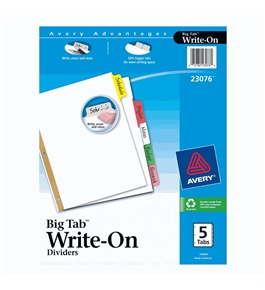 Avery Big Tab Write-On Dividers, 5-Tab Set, 1 Set (23076)