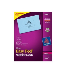 Avery Clear Easy Peel Shipping Labels for Laser Printers, 3.33 x 4 Inches, 60 Labels (15664)