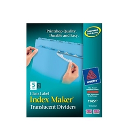 Avery Index Maker Translucent Dividers with Clear Labels, 5-Tab, Blue, 1 Set (11451)