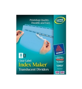 Avery Index Maker Translucent Dividers with Clear Labels, 8 Tab, Blue, 5 Sets (12453)