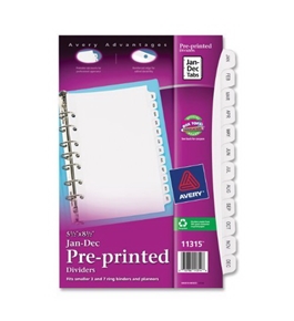 Avery Mini Preprinted Dividers with JAN-DEC Tabs, 5.5 x 8.5-Inches, 12-Tab Set (11315)