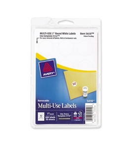 Avery Self-Adhesive Removable Labels, 1-Inch Diameter, White, 600 per Pack (05410)