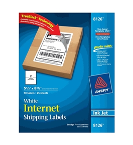 Avery Shipping Labels with TrueBlock Technology, Inkjet Printers, 5.5 x 8.5 Inches, White, Pack of 50 (8126)