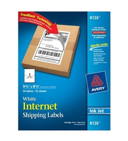 Avery Shipping Labels with TrueBlock Technology, Inkjet Printers, 5.5 x 8.5 Inches, White, Pack of 50