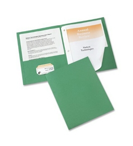 Avery Two-Pocket Report Covers with Prong Fasteners, 11 x 8.5 Inches, Green, Box of 25 (47977)