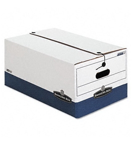 Bankers Box 0001203 Liberty Storage Box, String/Button Tie, Legal Size, White/Blue, 4/ct