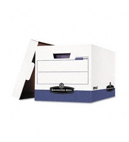 Bankers Box 0073301 - BINDERBOX Storage Box, Locking Lid, White/Blue, 12/Carton