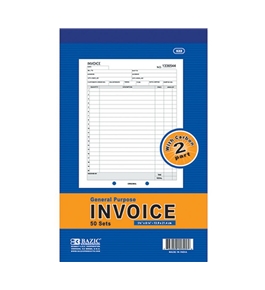BAZIC 2-Part Invoice with Carbon, 5.56 x 8.43 Inch, 50 Sets - 522-12P