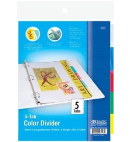BAZIC 3-Ring Binder Dividers with 5-Insertable Color Tabs [Office Product]