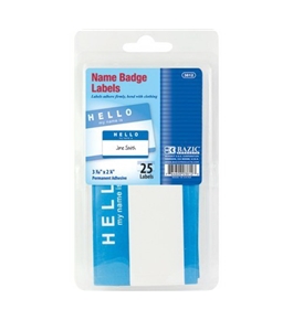 BAZIC "HELLO my name is" Name Badge Label, 25 Per Pack