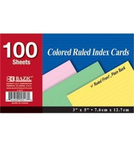 Bazic Ruled Index Card, 3 x 5 - 100 Sheets