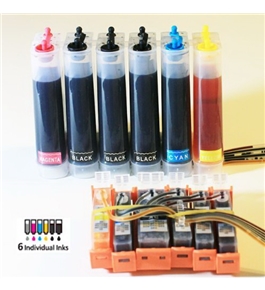 BCH&reg Continuous Ink System for Canon PIXMA MG6120, MG6220, MG8130 Printers with 6-Cartridge System