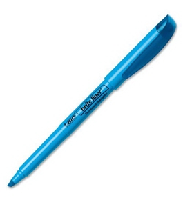 BIC Brite Liner Highlighter, Chisel Tip, Fluorescent Blue Ink, 12 per Pack (BL11-BE)