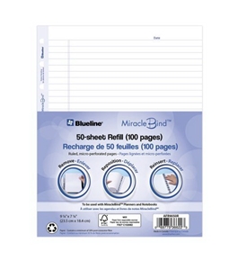 Blueline MiracleBind Notebook Refill Sheets, 50 Sheets, 9.25 x 7.25 Inches (AFR9050R)