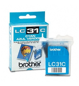 Brother LC31C (LC-31C, LC-31-C) Cyan OEM Genuine Inkjet/Ink Cartridge (400 Yield) - Retail
