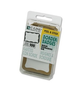 C-Line Self-Adhesive Name Badges, 2 x 3-1/2 Inches, Gold, 100/Box (92266)