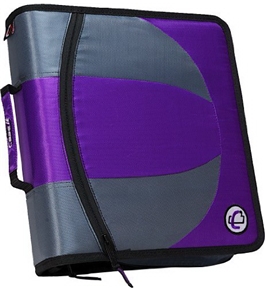 Case-it 2-in-1 Zipper D-Ring Dual Binder, 2 Sets of 1.5-Inch Rings with Pencil Pouch, Purple, DUAL-101