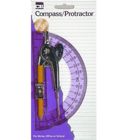 Charles Leonard Inc. Ball Bearing Compass and 6 Inch Protractor Combo Set, Metal/Clear, 1 Set/Card (80960)