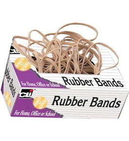 Charles Leonard Rubber Bands, Tissue-style Box, #82, Beige/Natural, 56182