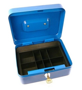 Classic Locking Steel Cash Box with Coin Tray