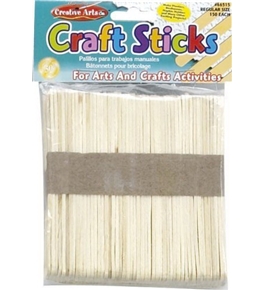 Creative Arts by Charles Leonard Craft Sticks, Regular Size, Natural Color, 4-1/2 x 3/8 Inch, 150/Bag
